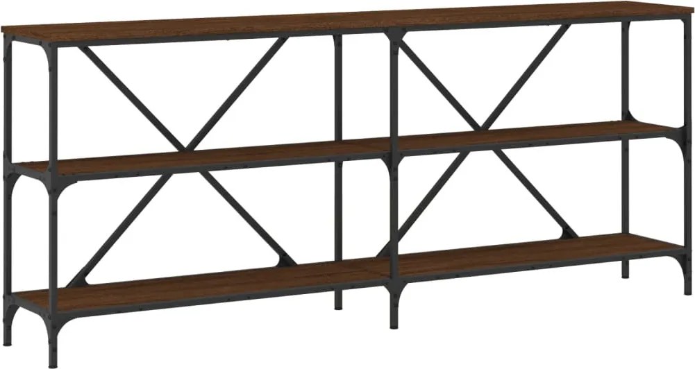 vidaXL barna tölgyszínű szerelt fa és vas konzolasztal 180x30x75 cm