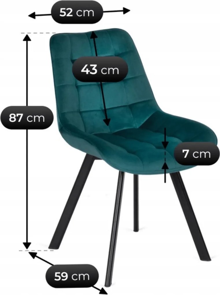 Szék türkiz színben, bársony kárpittal. RICK