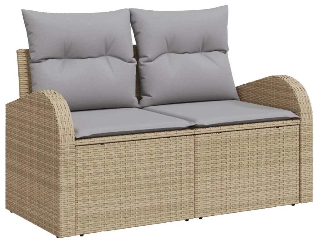 10 darabos Kerti Kanapé Szett Párnákkal Bézs Poly Rattan Akácia, 2 fős Kerti Kanapé Párnákkal Bézs Poly Rattan, 3 darabos Kerti Étkező Szett Párnákkal Bézs Poly Rattan Akácia