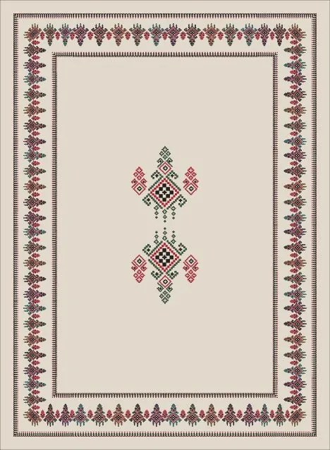 Ethnic asztali futó, krém, 160×220 cm
