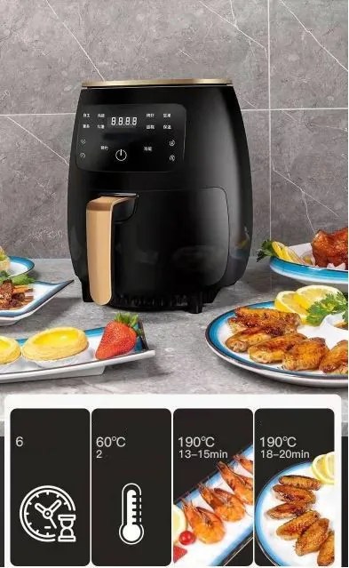 NewLine S Lux légkeveréses sütő (6L) 2400W fekete DAMN-MD222