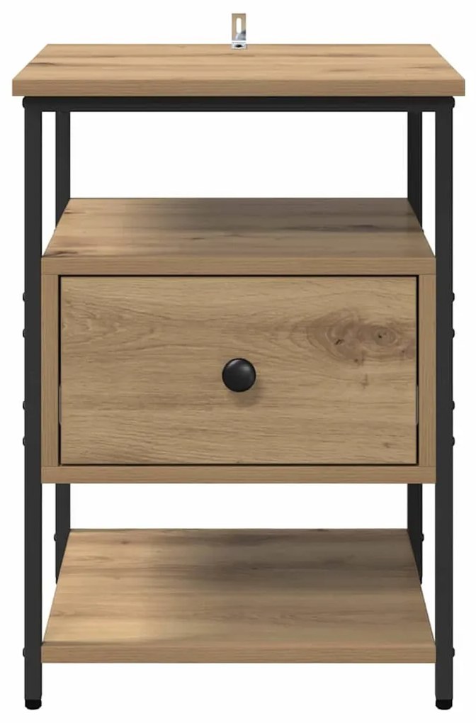 Éjjeliszekrény 2 pcs kézműves tölgy 40 x 42 x 56 cm Faanyag