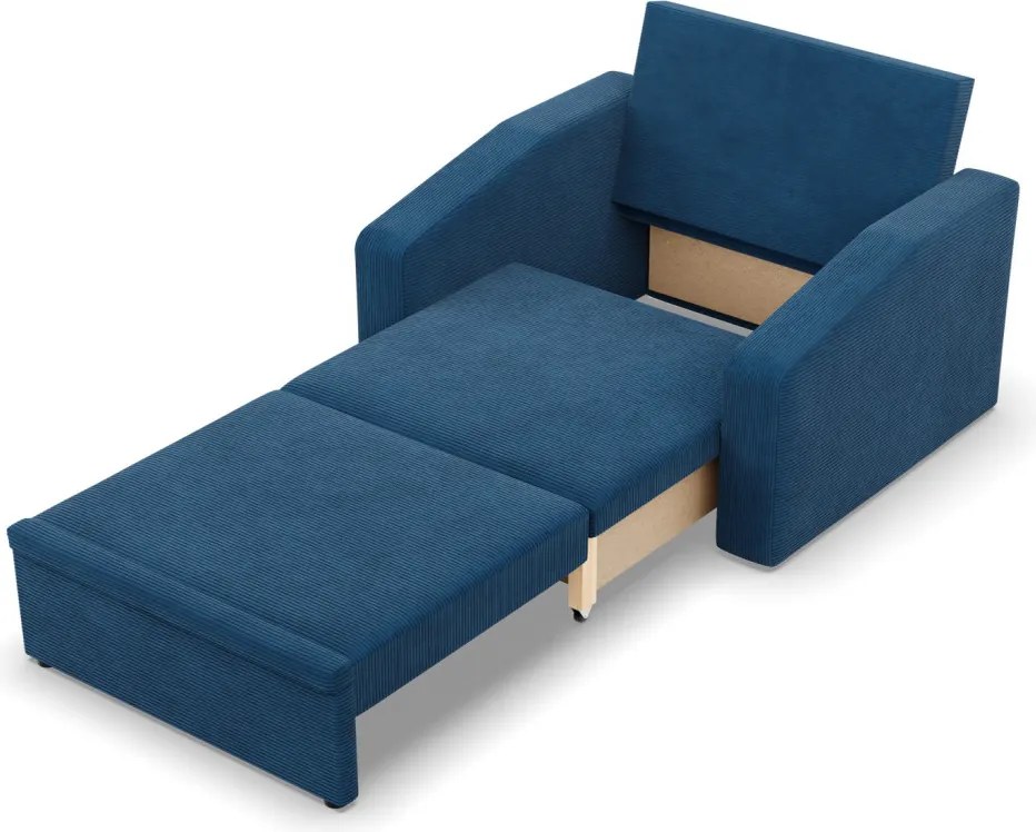 Vertico fekvőfotel, 90 cm széles, kordbársony, kék