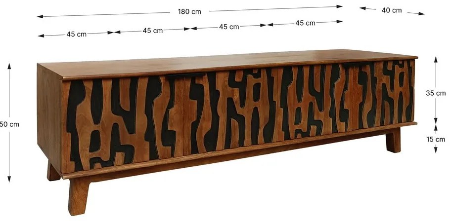 Barna mangófa TV-állvány 180x50x40 cm Kantu – MOME