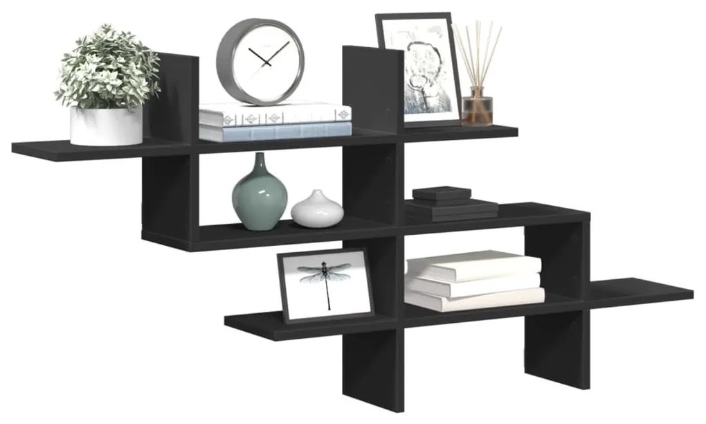 fekete szerelt fa fali polc 124,5 x 18 x 60,5 cm