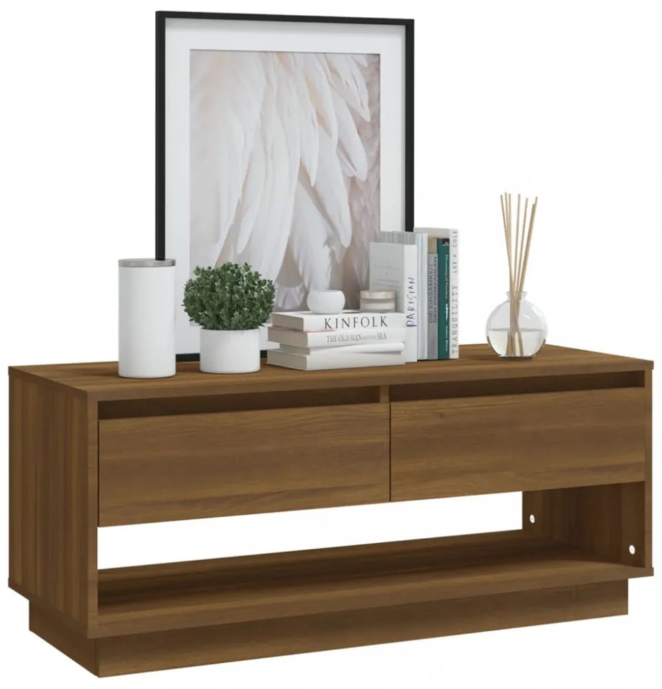 barna tölgy színű szerelt fa TV-szekrény 102x41x44 cm