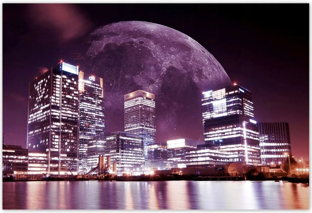 Poszterek 185x125 Lila város éjszaka