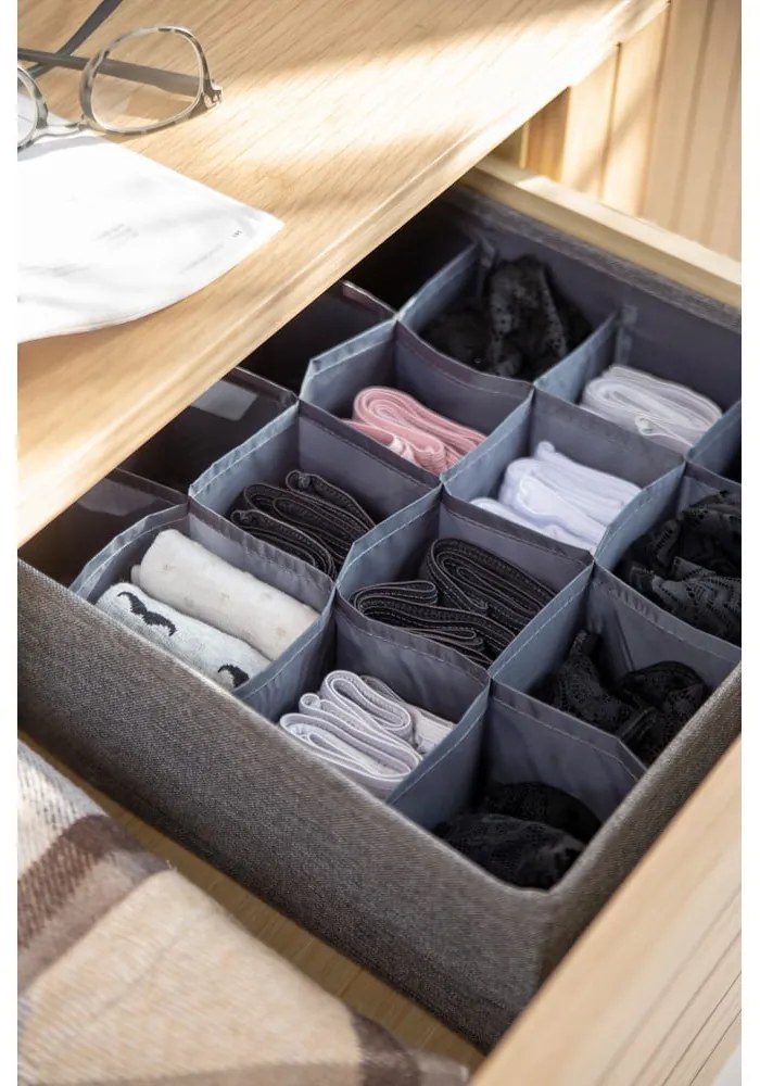 Drawer szürke fiókrendszerező 16 rekesszel - Bigso Box of Sweden