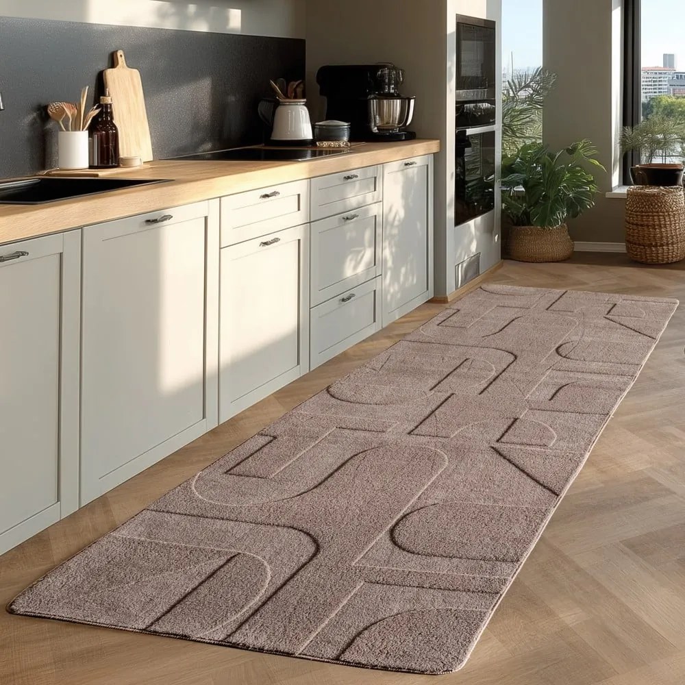 Világosbarna mosható futószőnyeg 80x250 cm Pompei 1614 – Ayyildiz Carpets