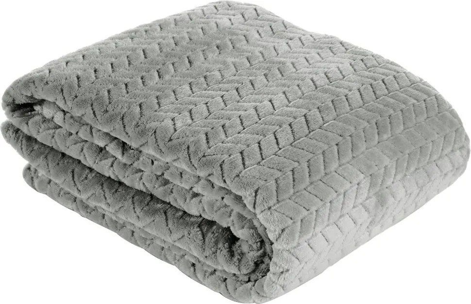 Ágytakaró pléd Cindy acél 170x210 halszálka mintás puha meleg