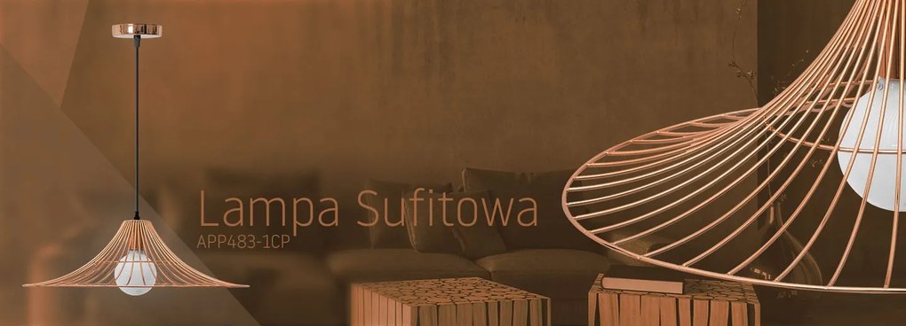 Toolight Szerszámlámpa - Mennyezeti függőlámpa 1xE27 APP483-1CP, rózsaszín arany, OSW-00907