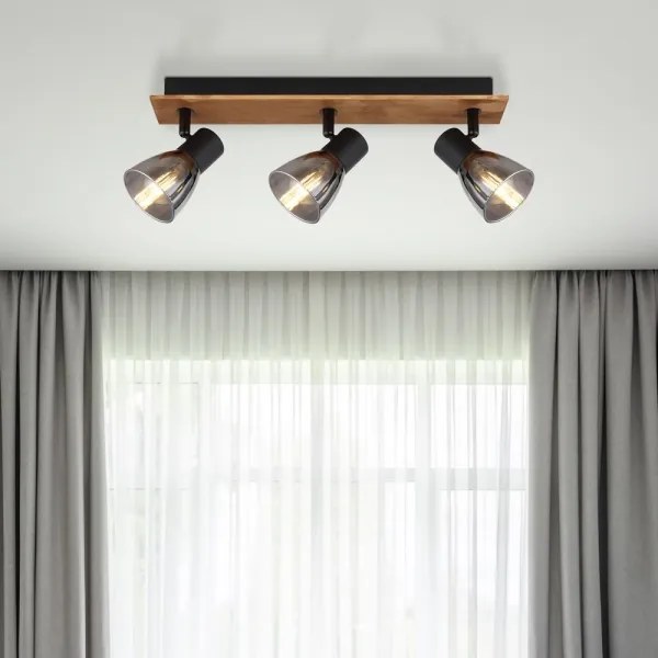 Globo 54307-3W - CLAUDE 3xE14/40W spotlámpa fekete/fa