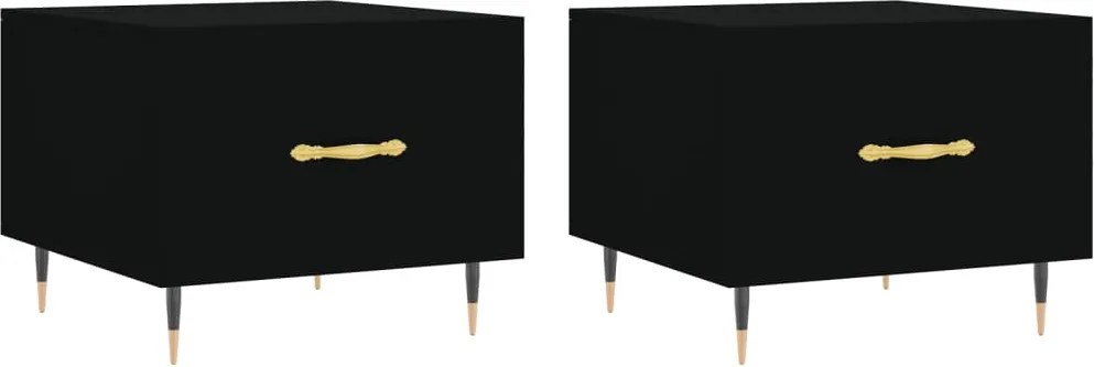 vidaXL 2 db fekete szerelt fa dohányzóasztal 50 x 50 x 40 cm