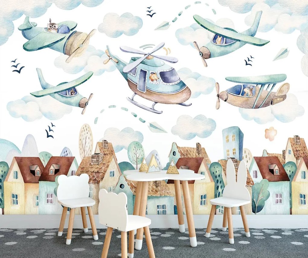 Fotótapéta - Repülőgép és helikopter (152,5x104 cm)