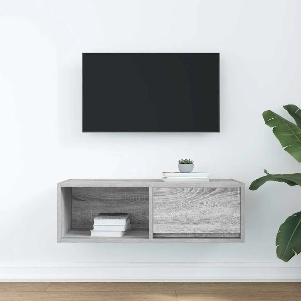 szürke sonoma színű szerelt fa TV-szekrény 80x31x25,5 cm