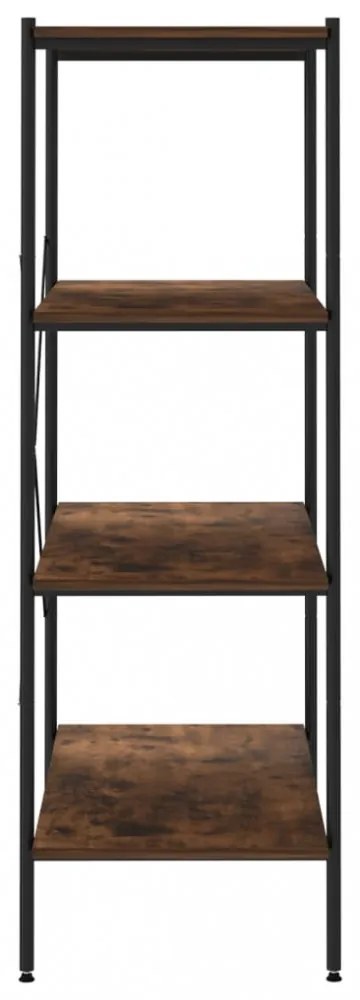 fekete és sötét faszínű 4 szintes polcrendszer 80 x 40 x 130 cm