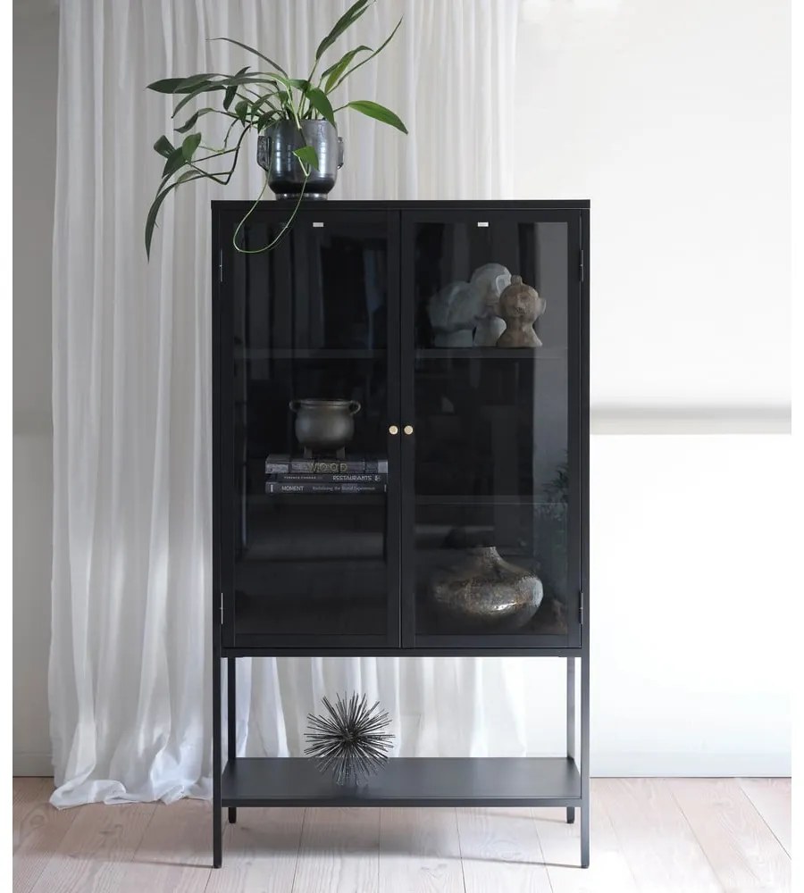 Fekete fém tálalószekrény 90x160 cm Carmel – Unique Furniture