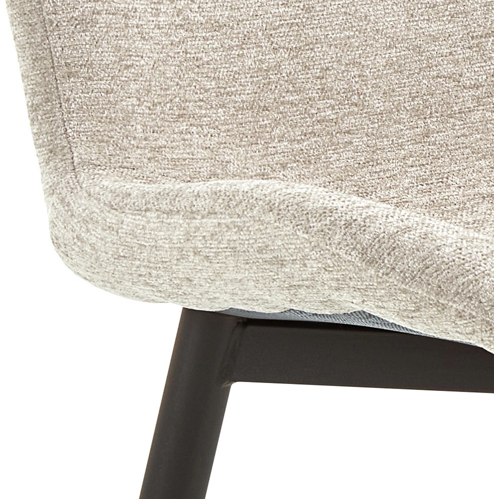 MAZZONI EXPORT FIORA Bézs (Apia 453 szövet) / fekete váz – MODERN KÁRPITOZOTT CHENILLE SZÉK NAPPALIBA/ÉTKEZŐBE