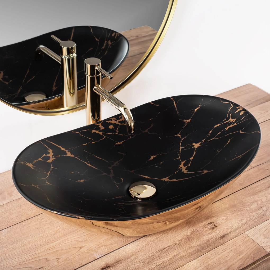 Pultos mosdó REA Royal In Black Marble Gold
