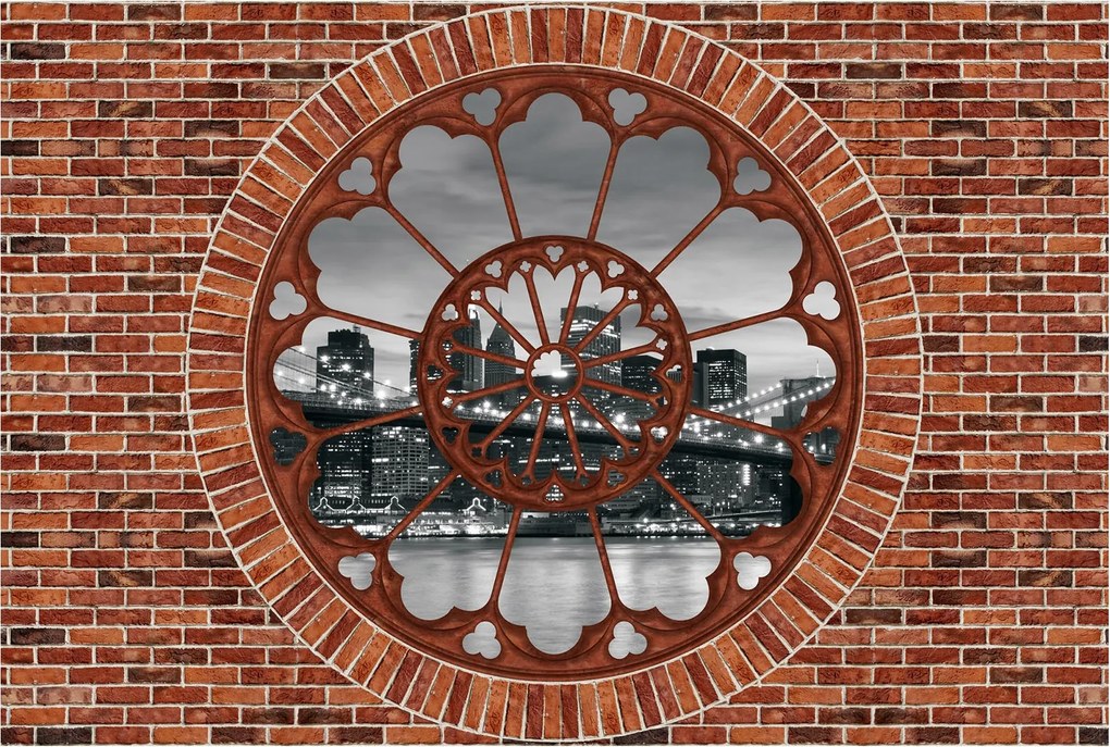 Flizelin fotótapéta Brooklyn híd gótikus tégla illúzió 350x250 +ragasztó