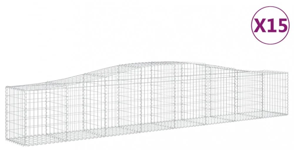 vidaXL 15 db íves horganyzott vas gabion kosár 400x50x60/80 cm