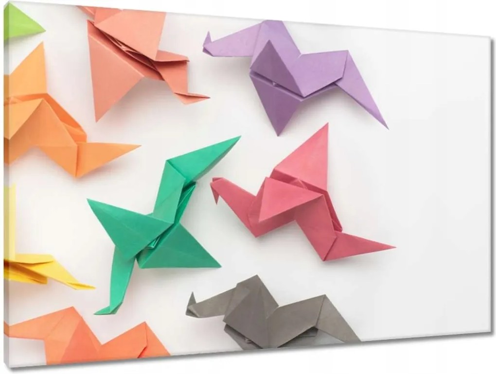 Vászonkép 90x60 Színes origami madarak
