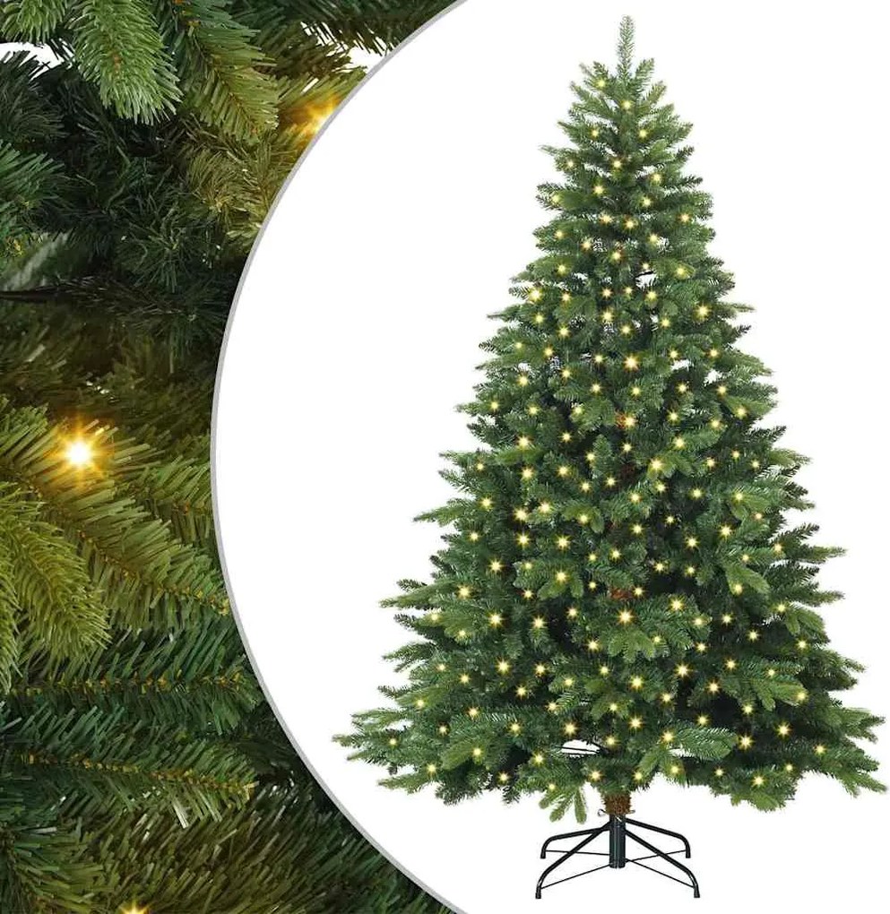 vidaXL Mű karácsonyfa 300 LED-del állvánnyal Zöld 210 cm PE és PVC