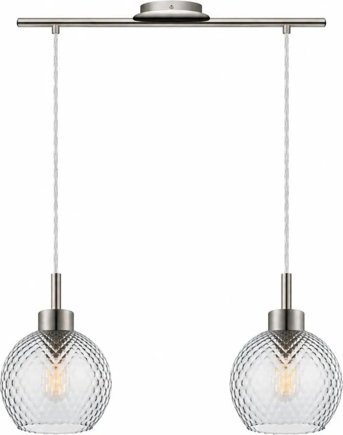 BRILAGI - LED csillár zsinóron RETRO GLASS 2xE27/60W/230V matt króm/füstszürke