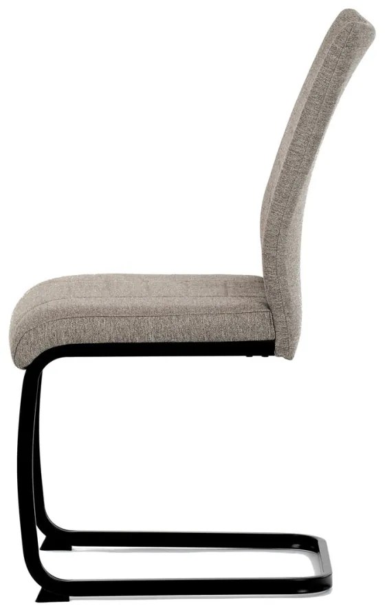Scaun din material textil maro, cu bază de sanie. DCL-438