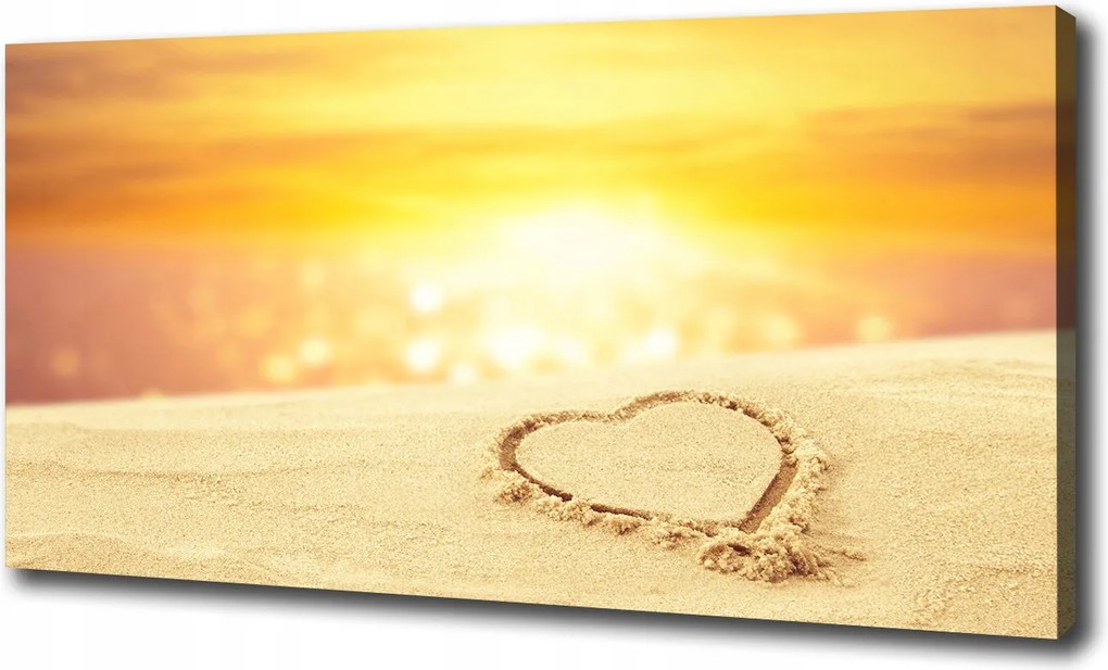 Vászonkép Szív a homokban 100x70 cm