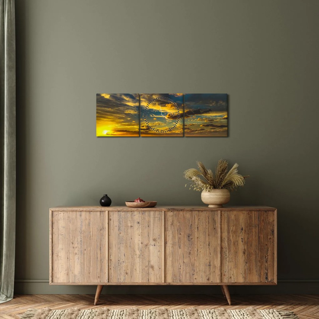 Naplemente a tengeren (órával) (90x30 cm)