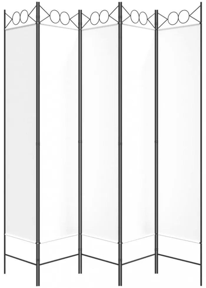 fehér 5 paneles paraván 200x200 cm szövet