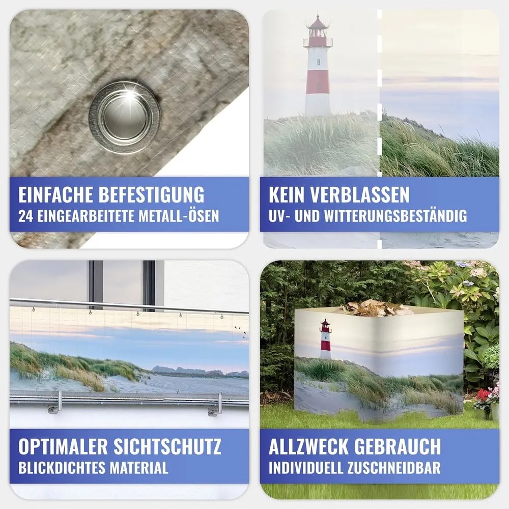 Műanyag belátásgátló erkélyre 500x85 cm North Sea Coast – Maximex