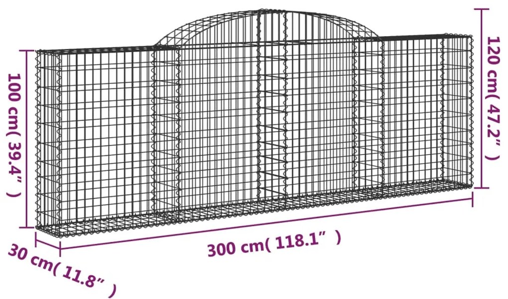 20 db íves horganyzott vas gabion kosár 300 x 30 x 100/120 cm