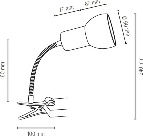 Spot-Light 2224174WFC - Csíptethető lámpa SVENDA 1xE27/60W/230V