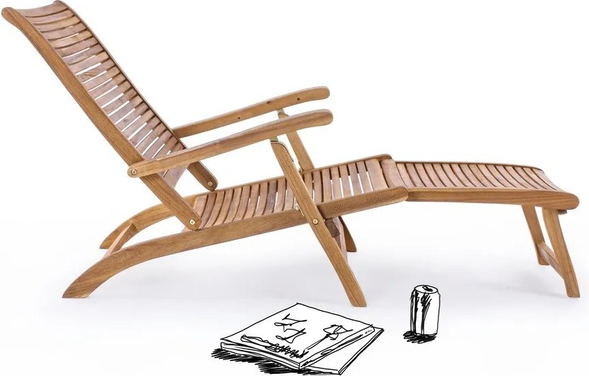 Natúr színű tömörfa kerti napozóágy Noemi – Bizzotto