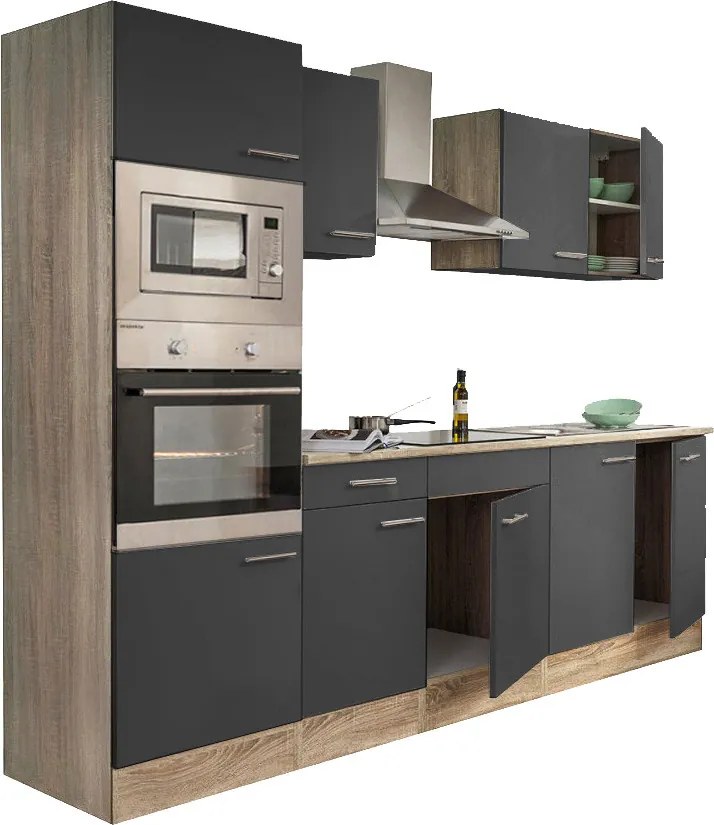 Yorki 270 konyhabútor sonoma tölgy korpusszal, selyemfényű antracit fronttal