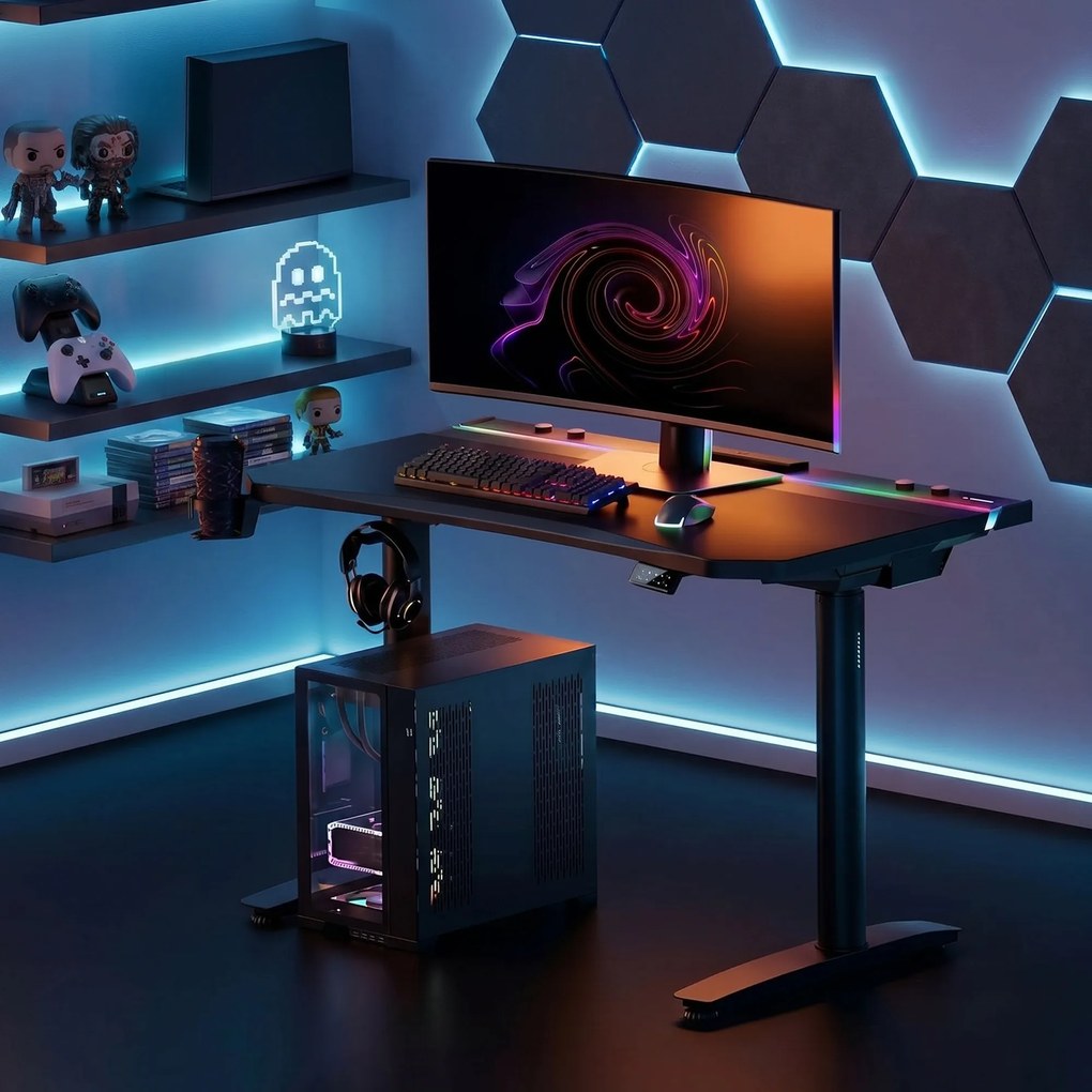 Elektromos RGB gamingasztal tartókkal, fekete, 120 cm: Diablo X-Forge 1200