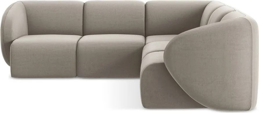 Világosbarna bársony sarokkanapé Lani – Makamii