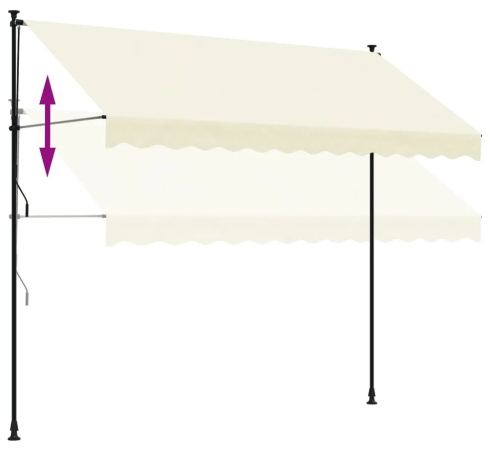 krémszínű szövet és acél feltekerhető napellenző 300 x 150 cm