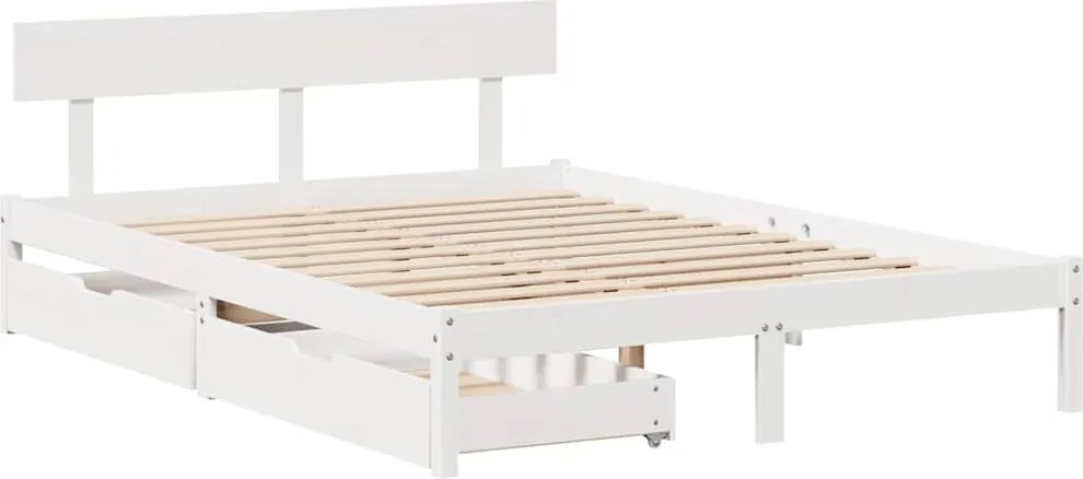 vidaXL fehér tömör fenyőfa ágy matrac nélkül 160 x 200 cm