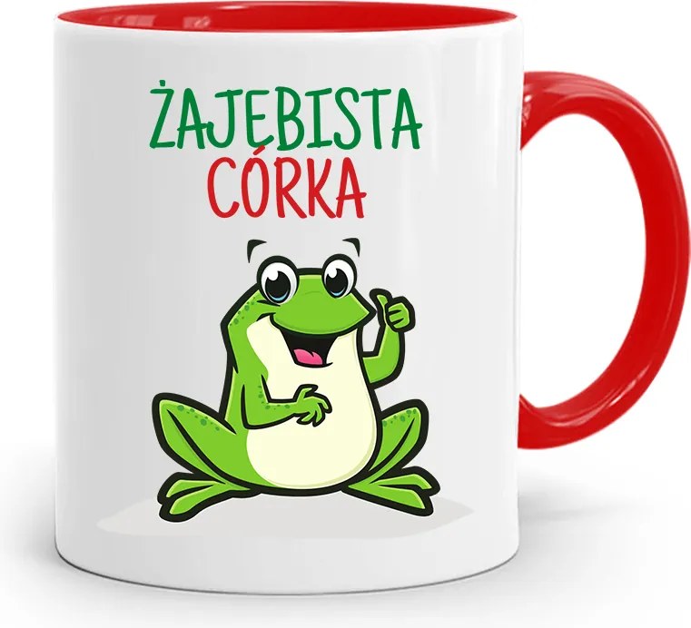 Piros Bögre Ajándék Lányának Békás Lánya fényképes nyomattal