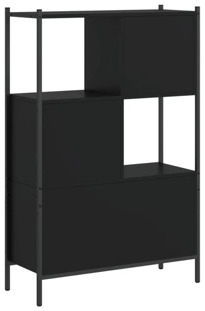 fekete szerelt fa könyvszekrény 72x28x109 cm