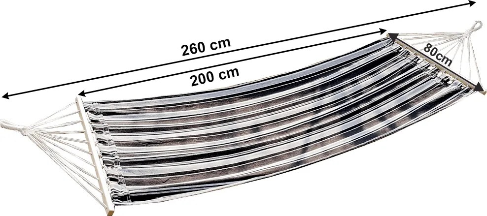 Függőágy állvány nélkül, szürke/fehér, EVANA NEW