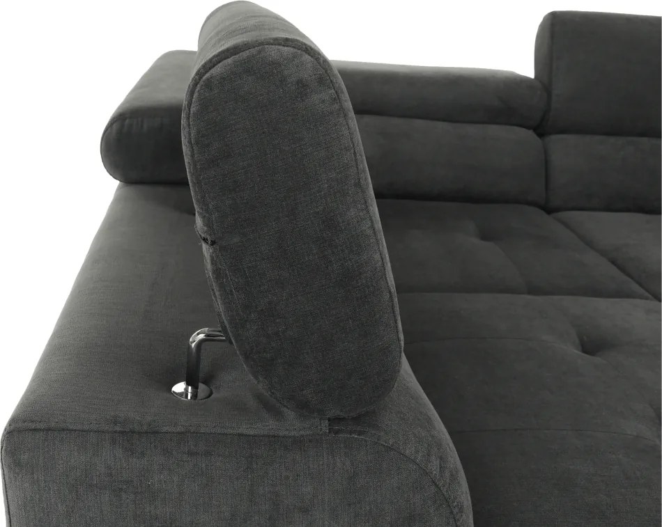 Ülőgarnitúra tárolóhellyel, szürke, szövet, balos, BUTON R