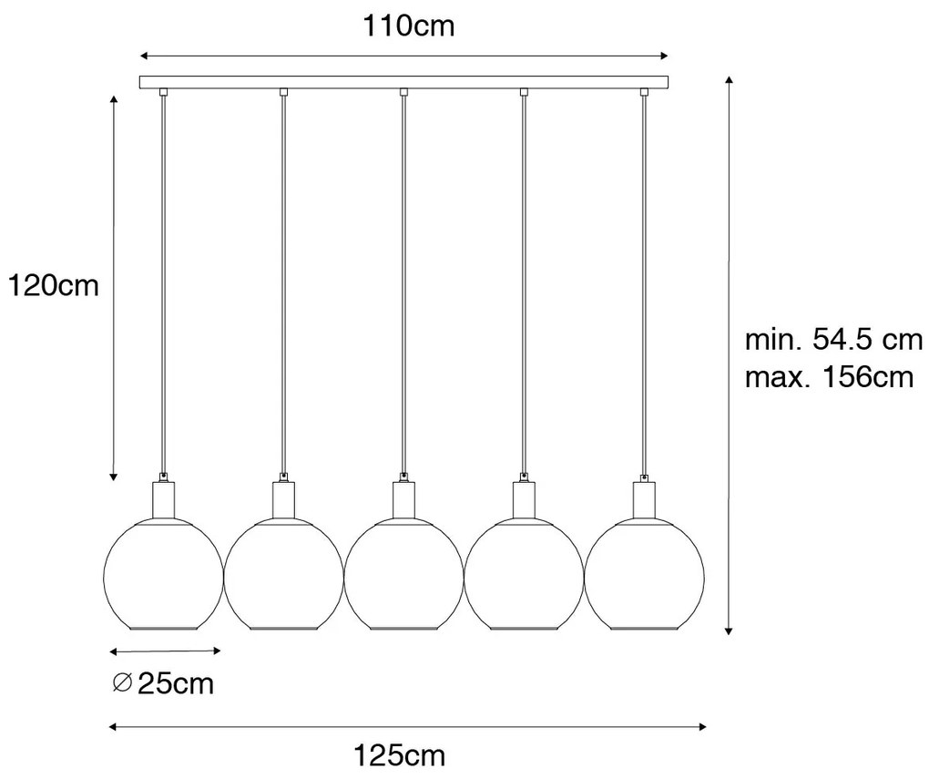 Design lógólámpa fekete aranyszínű üveggel 5-lámpás - Bert