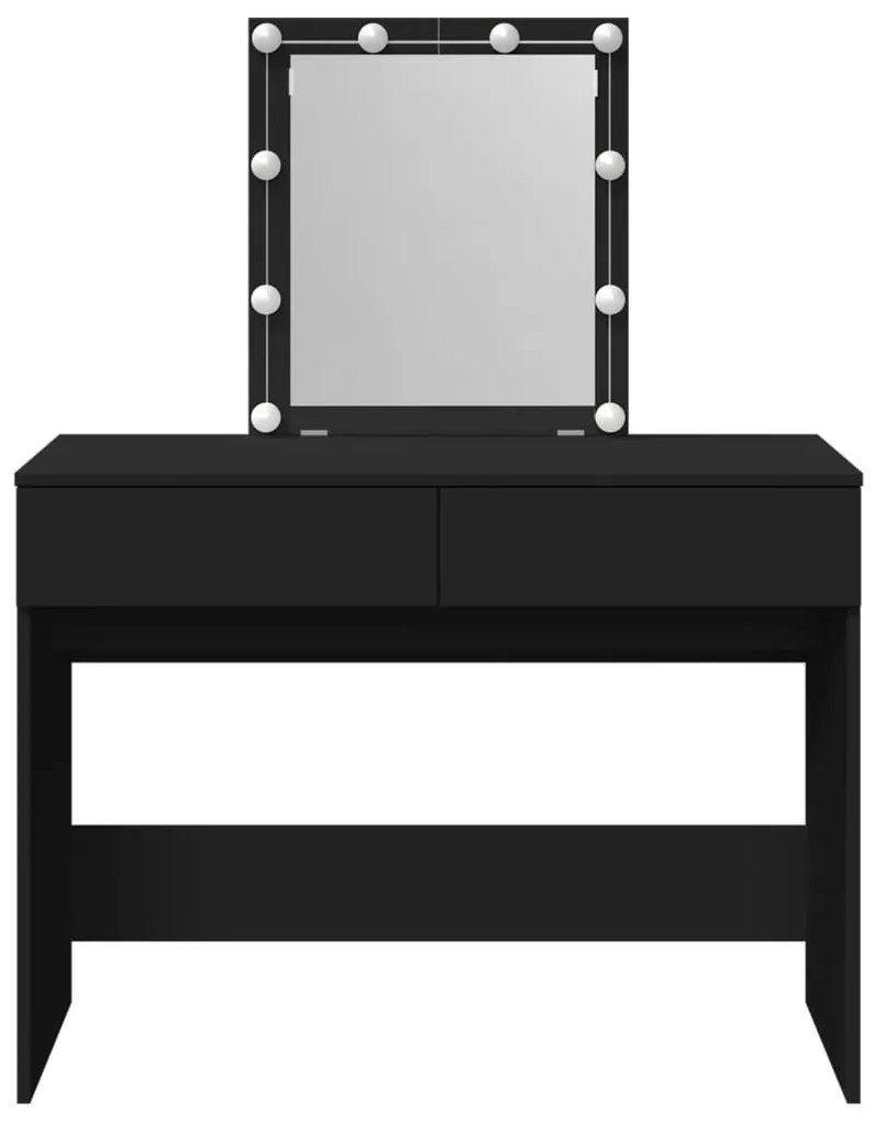 fekete LED-es fésülködőasztal 100 x 40 x 130 cm