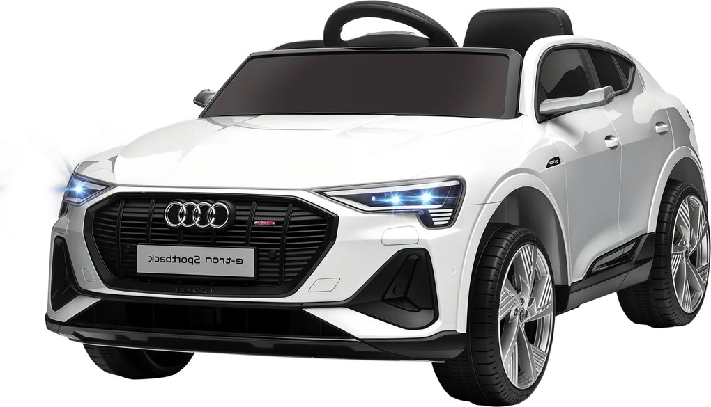 HOMCOM Elektromos Gyerekautó 12V Audi E-tron Elektromos Jármű Távirányítóval, Biztonsági Öv, Zene (MP3/USB/TF), 3-5 Éves Gyerekeknek, 3-5 km/h, Fehér