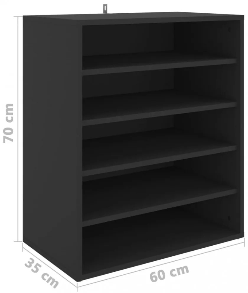 vidaX fekete szerelt fa cipősszekrény 60 x 35 x 70 cm