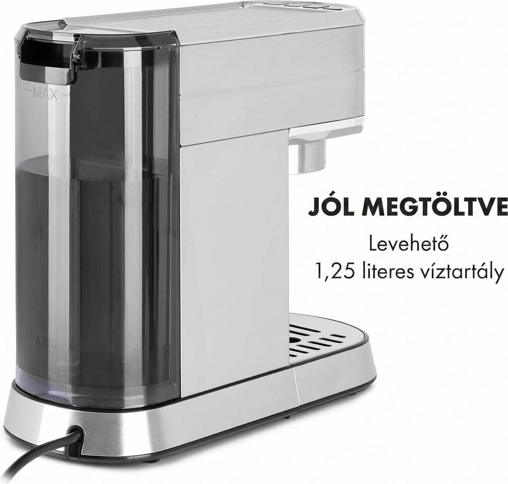 Klarstein Futura, eszpresszógép, 1450 W, 20 bar, 1,25 l, rozsdamentes acél